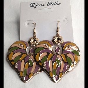 🖤Bijoux Stella GoldTone Multicolor Enamel Earrings